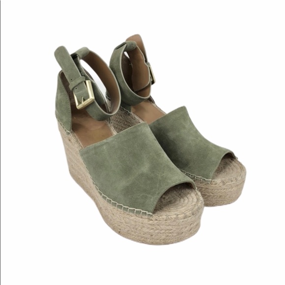 green espadrilles wedge